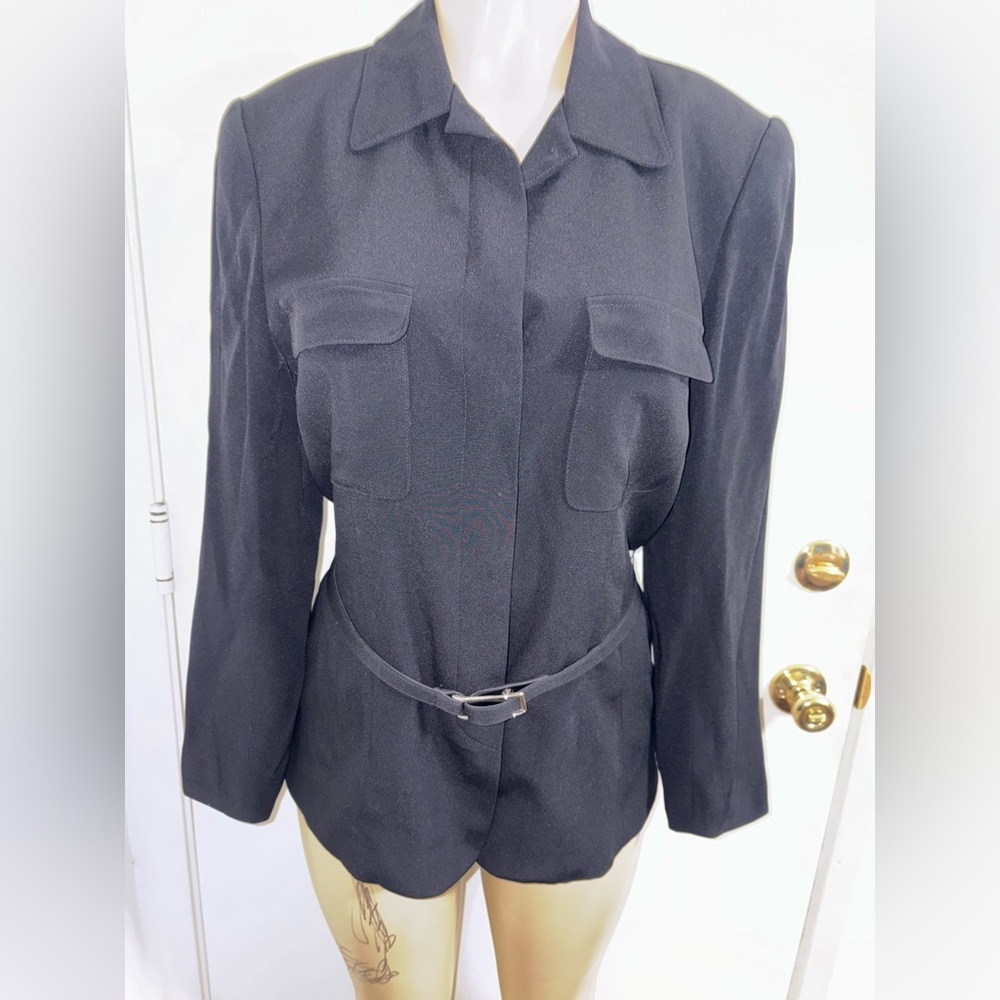 Ann Taylor Black Belted Jacket Business Career Elegant Size 6 NWT